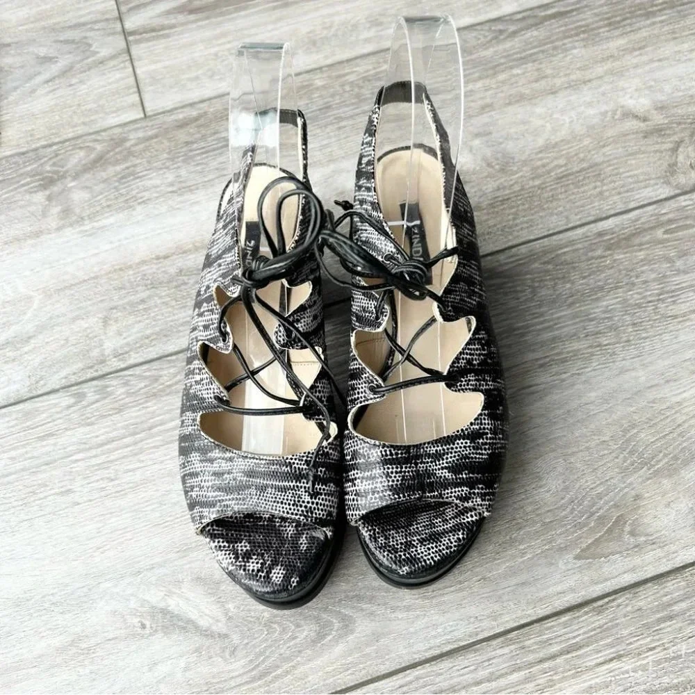 Zinda Snakeskin Chunky Heel Platform Lace Up GLADIATOR Sandals Made in Spain